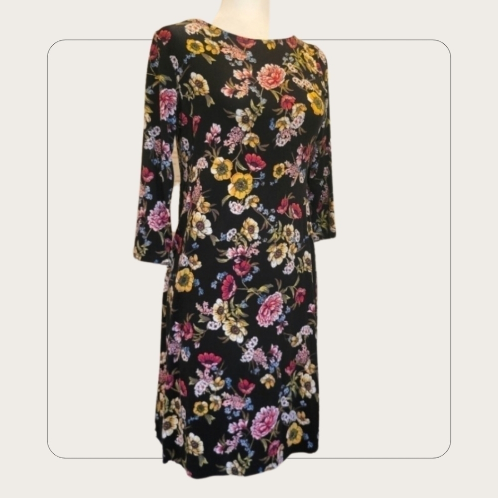 J. JILL Floral Print 3/4 Sleeve Dress Sz XSP - Picture 2 of 9